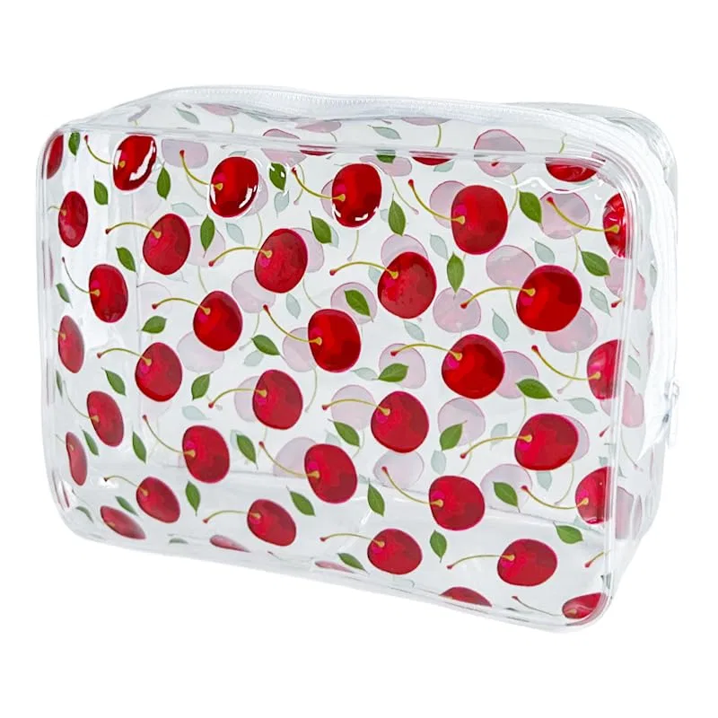 Набор из 2 прозрачных косметичек с принтом «Вишня» Toteprint, Cherry Print-2Pc — фото 3