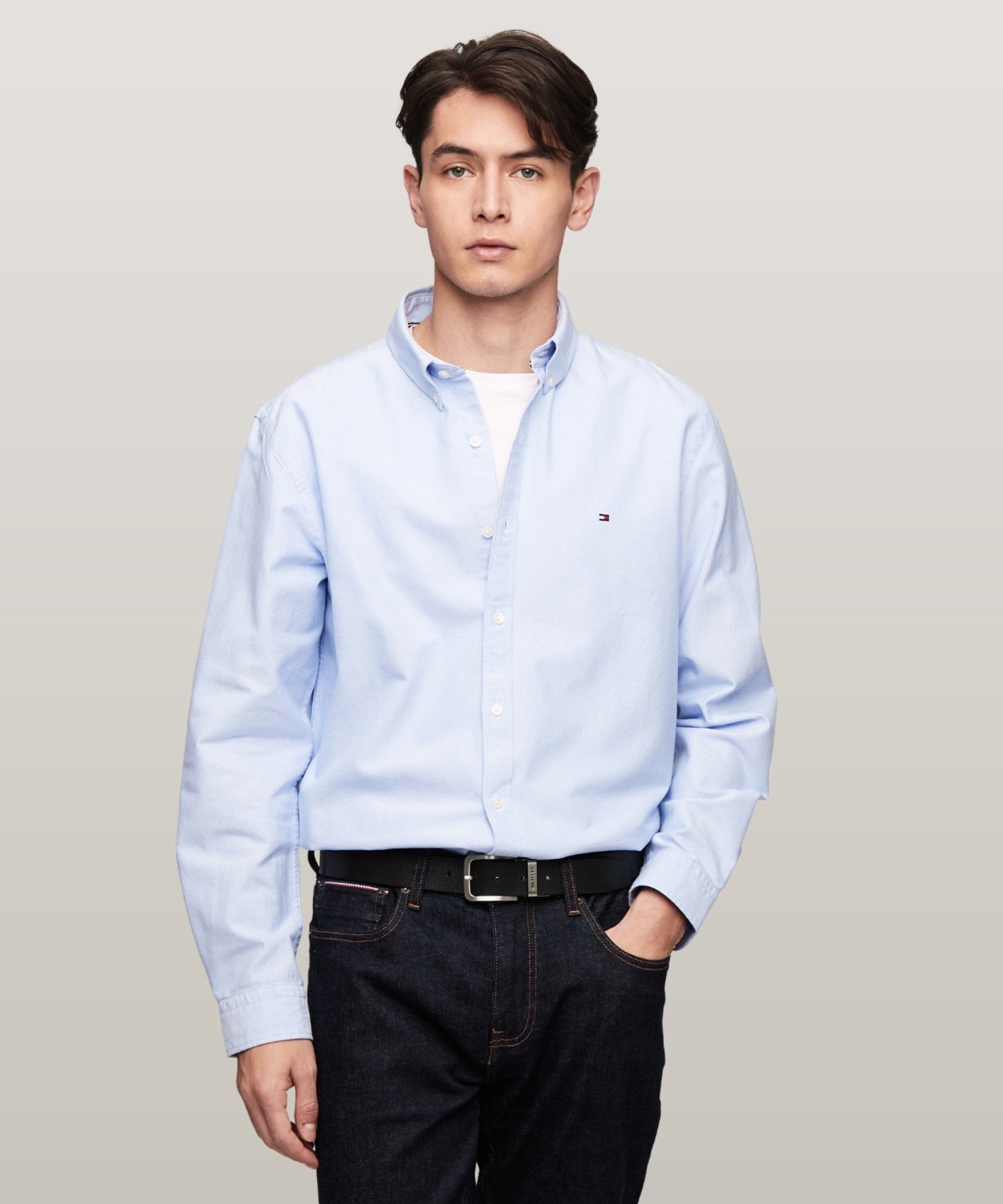 Плотная рубашка из оксфордской ткани TOMMY HILFIGER, Light Blue C14