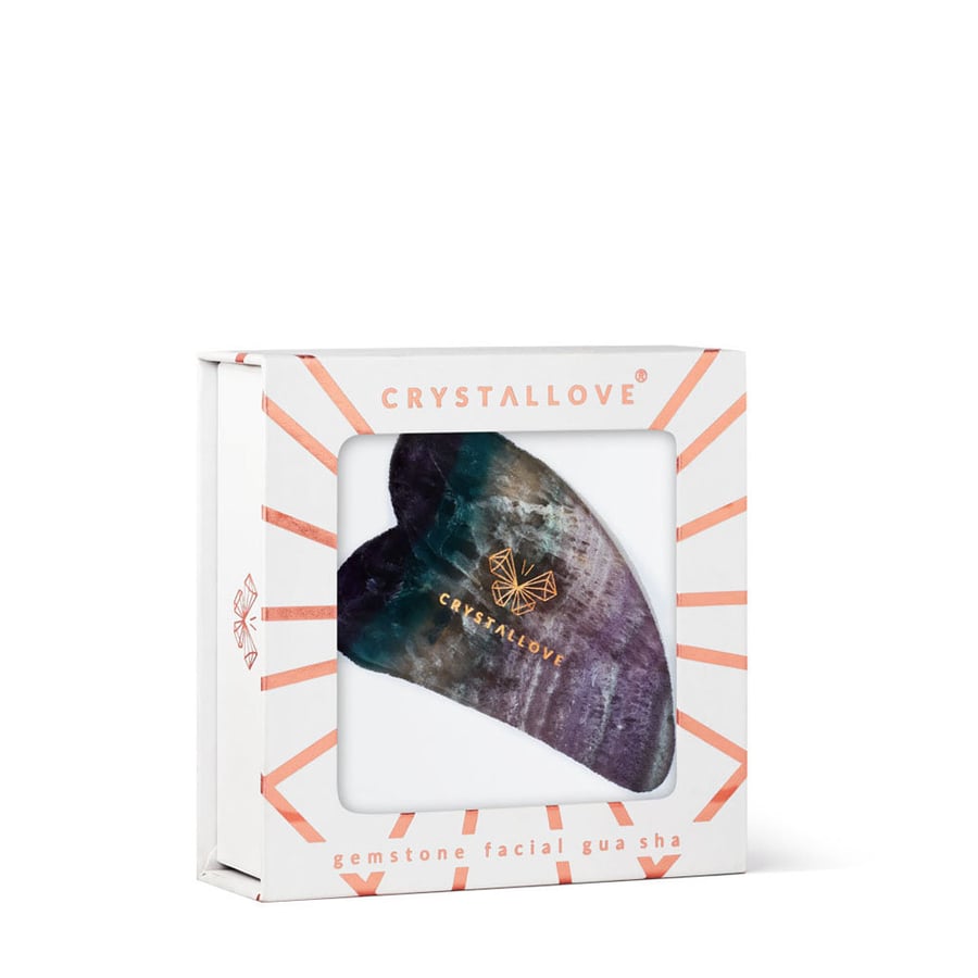 CRYSTALLOVE Радужная флюоритовая массажная пластина гуаша для лица — фото 3