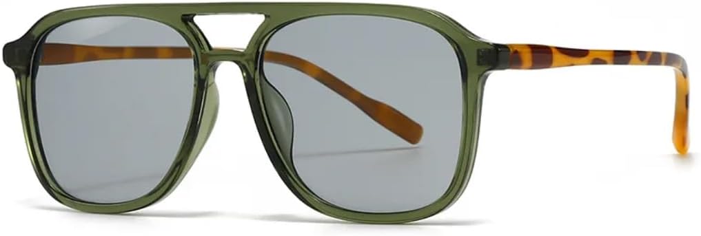 

Ретро-солнцезащитные очки с двойной перемычкой, квадратной формы, женские, модные, с леопардовым принтом, градиентные линзы, мужские, трендовые, UV400 UATXTAU, Green Black