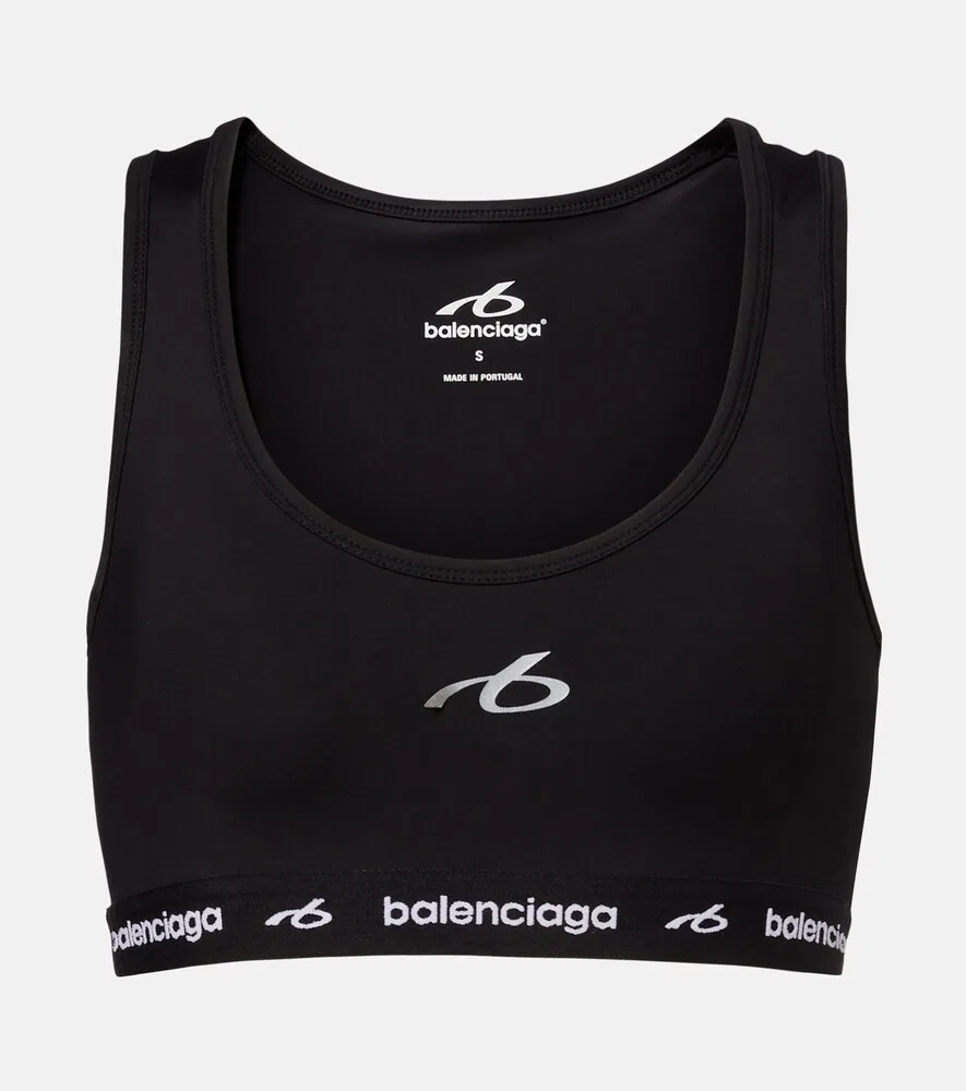 Спортивный бюстгальтер с логотипом Balenciaga, черный