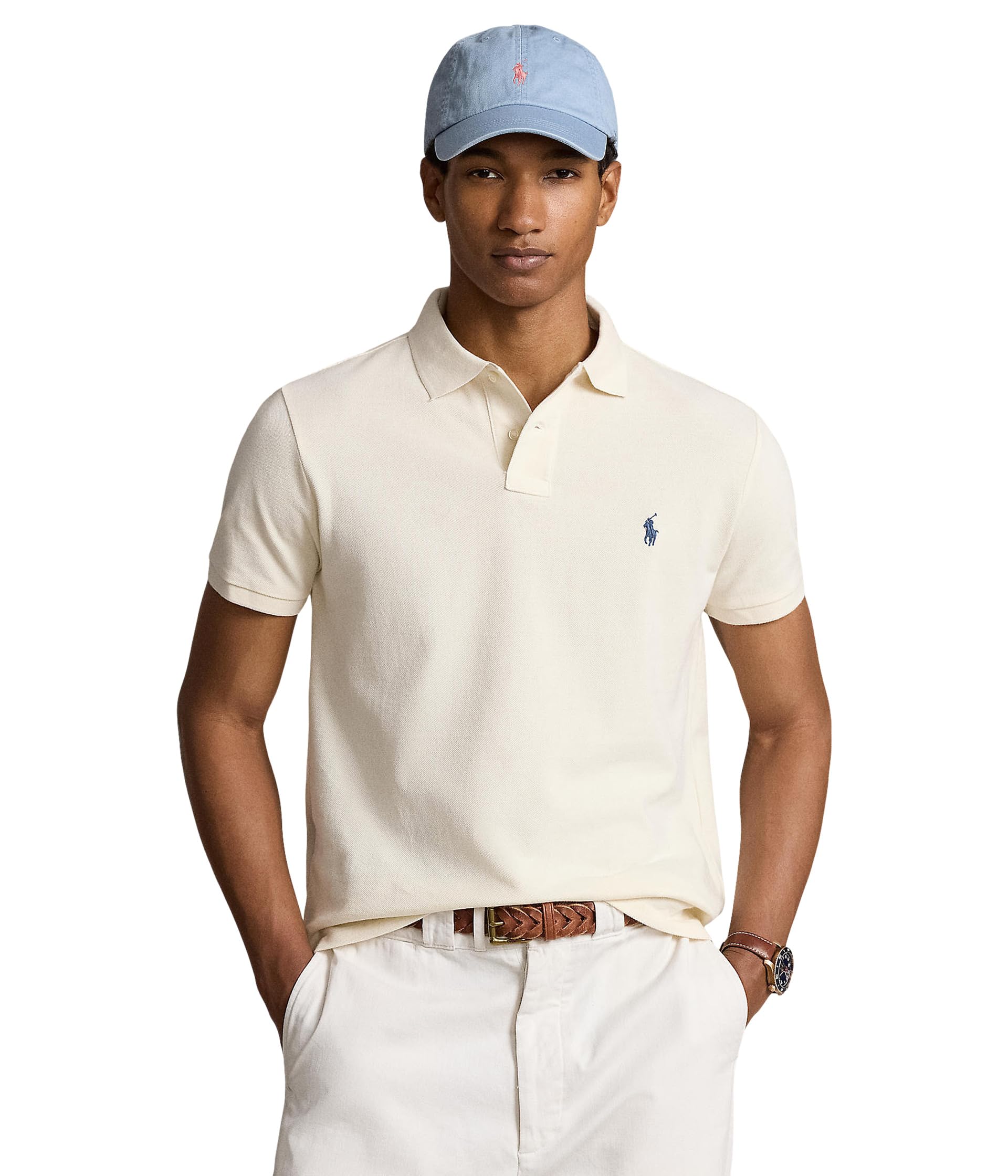 

Поло Polo Ralph Lauren Custom Slim Fit Mesh Polo Shirt, цвет Herbal Milk