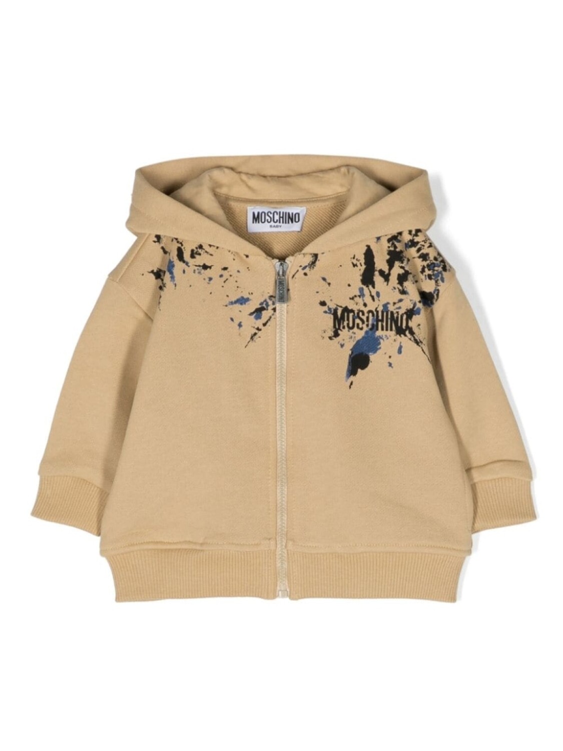 

Moschino Kids худи на молнии с эффектом разбрызганной краски, нейтральный цвет