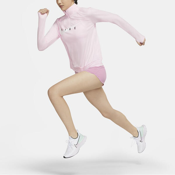 Свитер as w nk swoosh run hz midlayer pink foam Nike, розовый — фото 3