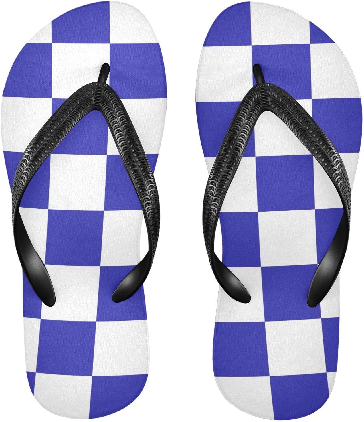 

Женские и мужские шлепанцы SPRIPORT в клетку, удобные повседневные вьетнамки с мягкой подошвой и противоскользящей резиновой подошвой, плоские сандалии для прогулок, летнего пляжа, синий