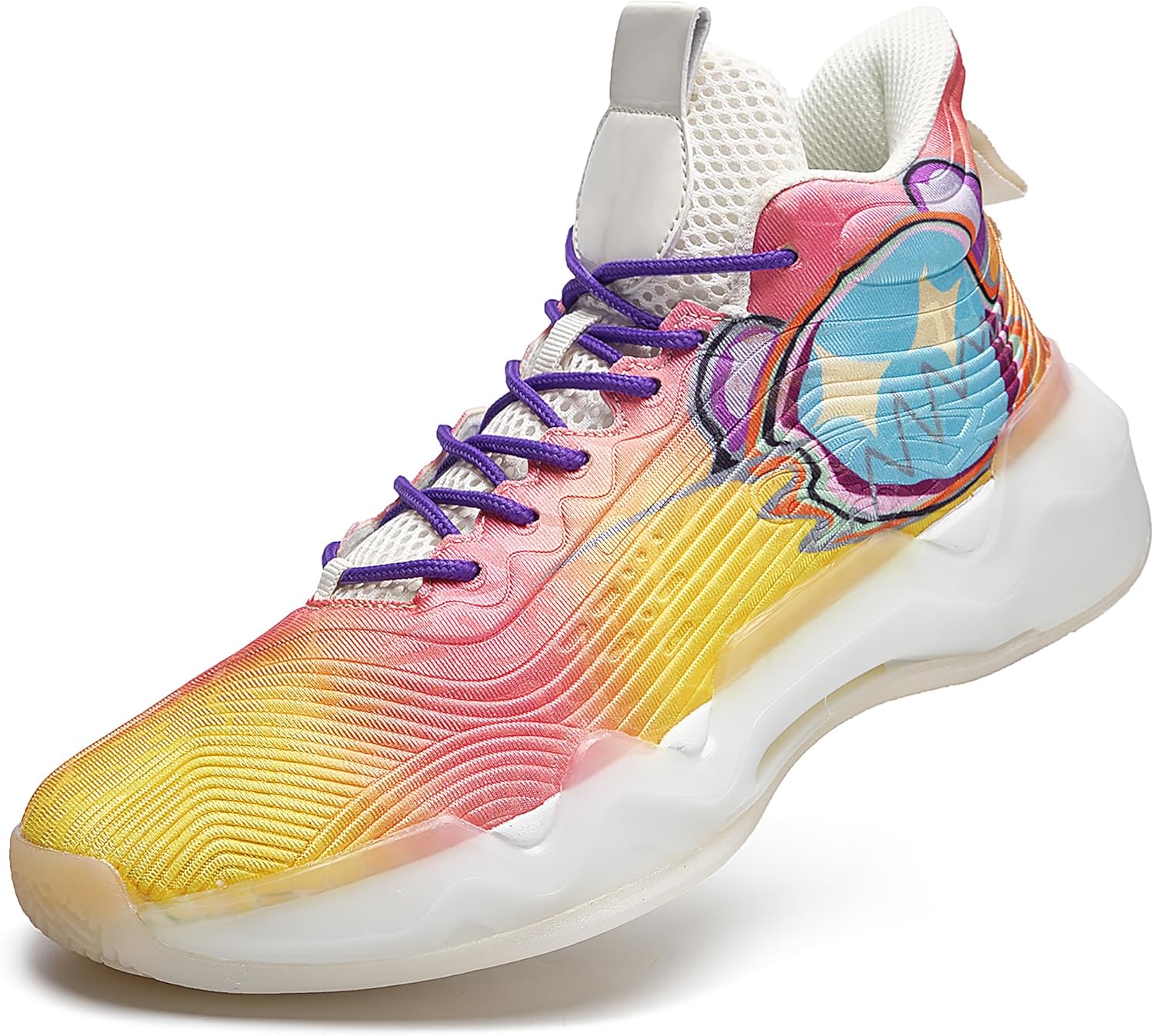 

Мужские кроссовки Graffiti для баскетбола с высокими берцами, спортивная обувь с противоскользящей резиновой подошвой для спорта в помещении и на улице, для бега и тренировок, уличная одежда Kniaiwx, желтый