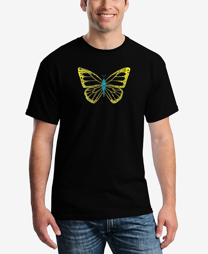 

Мужская футболка с коротким рукавом и надписью Butterfly Word Art LA Pop Art, черный