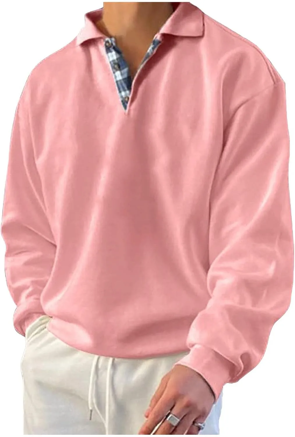 

Мужская классическая поло с клетчатым воротником, длинный рукав, пуловер