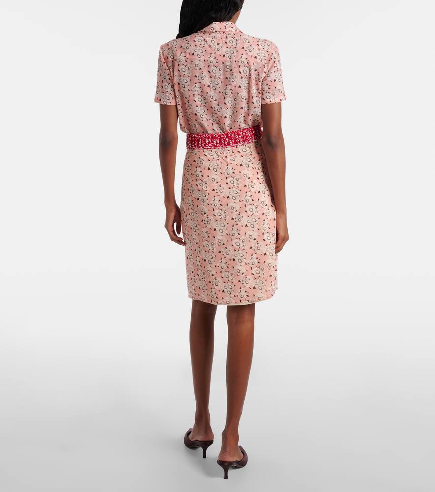 Цветочная юбка-карандаш из смесового шелка Prada, Camelia — фото 3