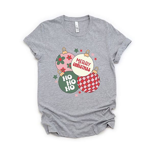 

Футболка с коротким рукавом и принтом в виде рождественских украшений Simply Sage Market, Heather Grey