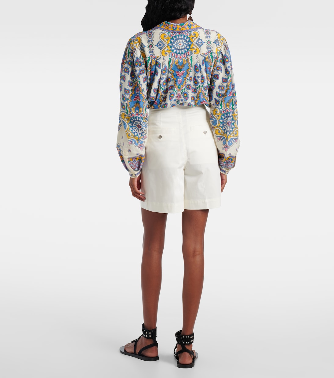 Шорты из смесовой хлопковой ткани Etro, слоновая кость — фото 3