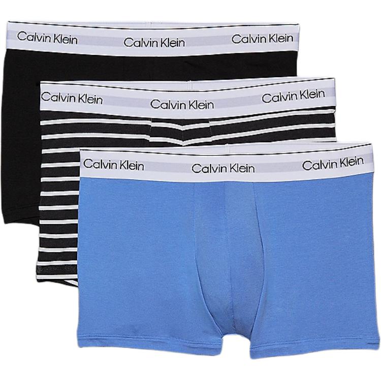 Трусы с логотипом на поясе Boxer Pack Of Three Calvin Klein, 3 pack (черный+stripes+синий)