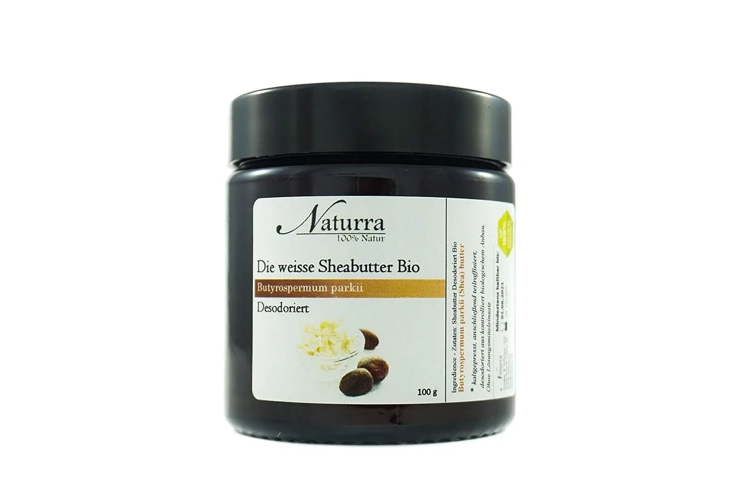 Белое органическое масло ши, дезодорированное, 100 г Naturra