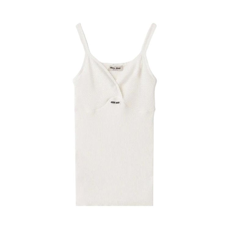 

Топ Miu Miu Cotton Knit Tank Top, White