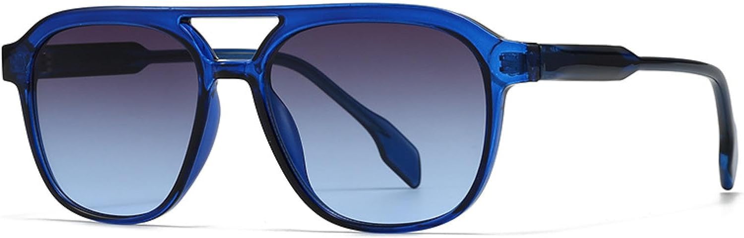 

Модные мужские солнцезащитные очки с двойной перемычкой, роскошные женские солнцезащитные очки в стиле ретро с градиентом цвета чая и защитой от УФ-излучения UV400 TVTBBVV, C3 Blue