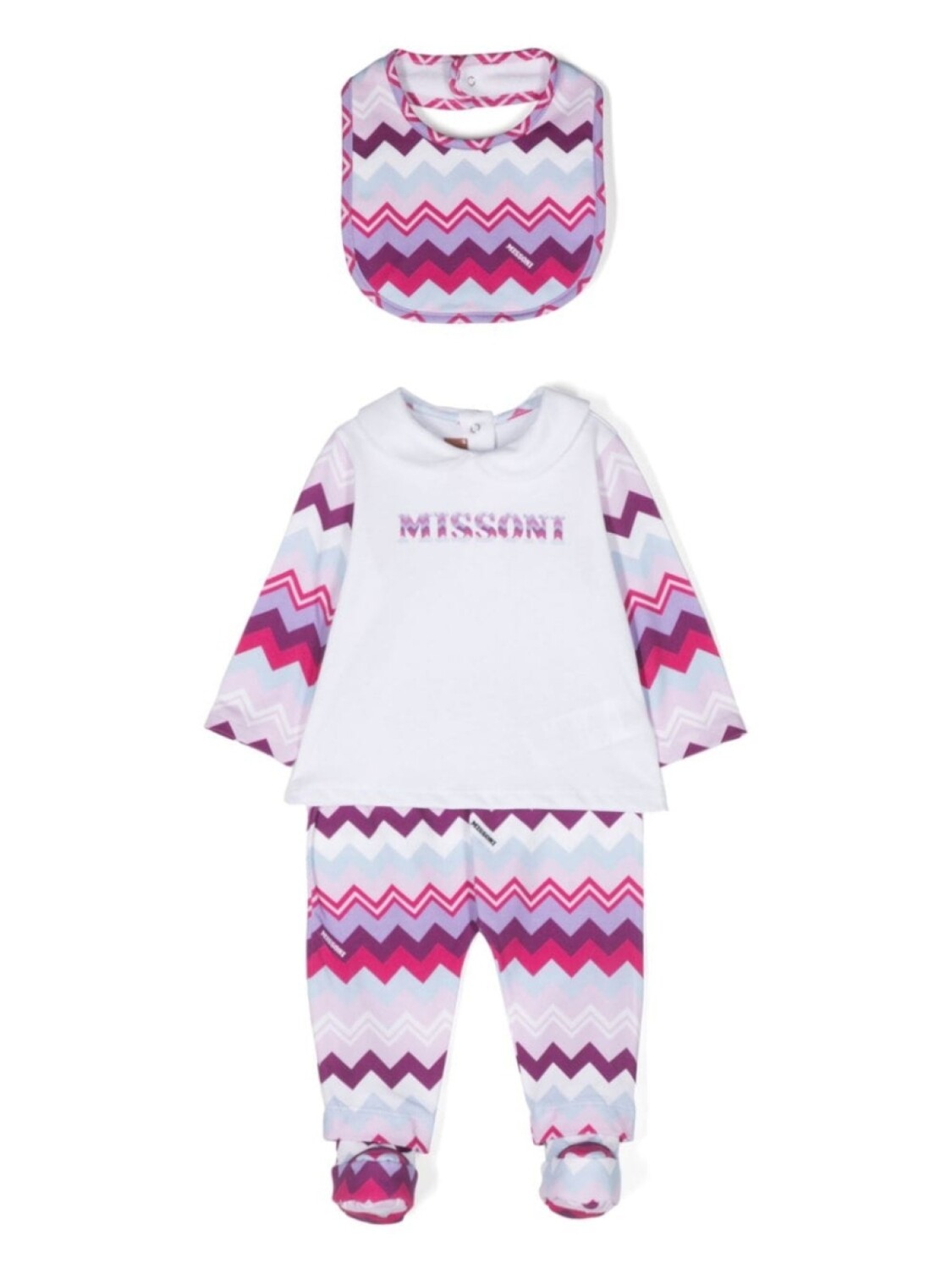 

Missoni Kids комплект для новорожденного с узором зигзаг, белый