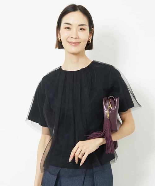 

Блузка-футболка из тюля MICHEL KLEIN, черный