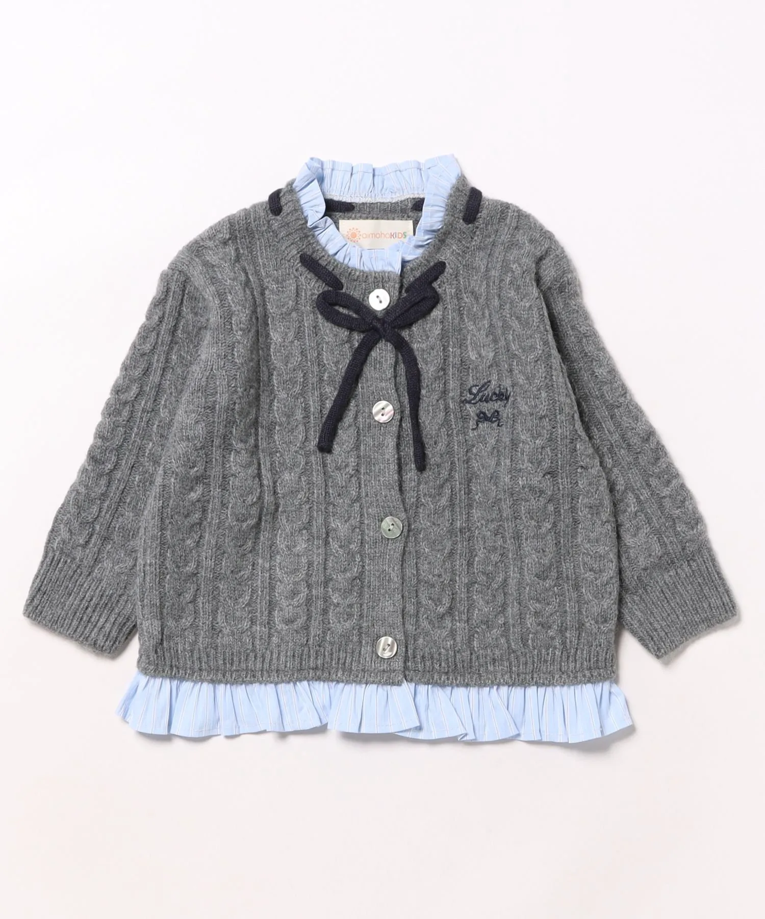 Детский многослойный кардиган крупной вязки Aimoha Kids, gray — фото 2
