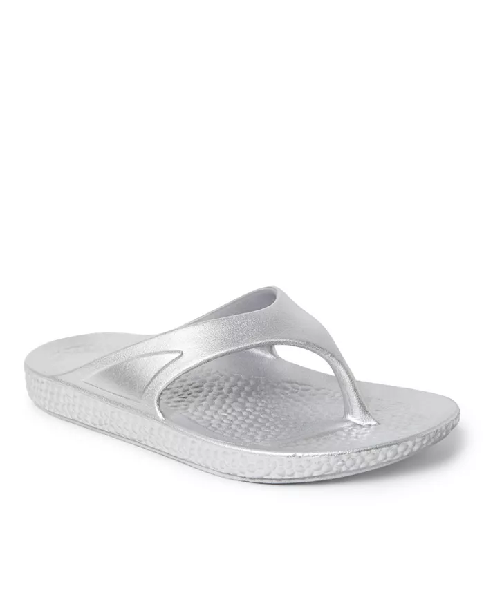 ЭкоКози от Women's Устойчивые Комфортные Сандалии-танга Dearfoams, серебряный