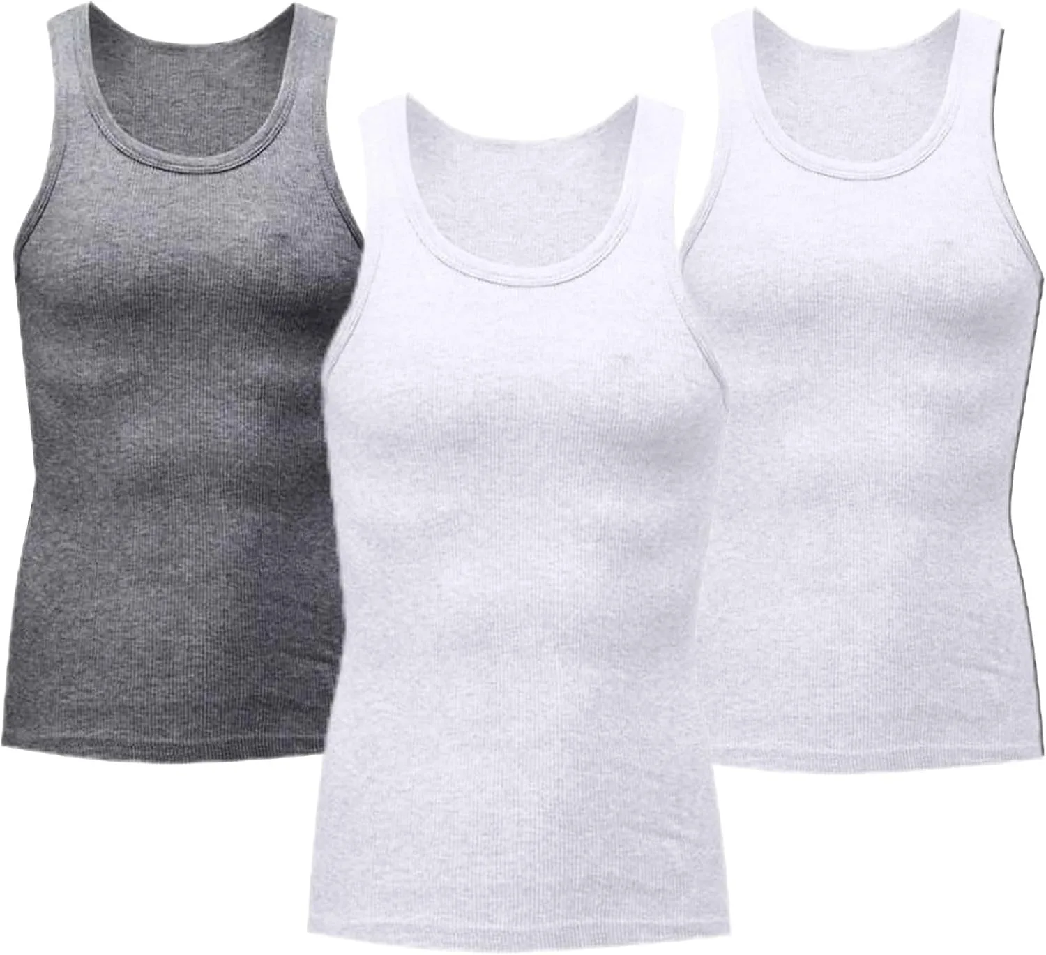 

Футболки-майки для мужчин 3 шт, классические ребристые, влагоотводящие