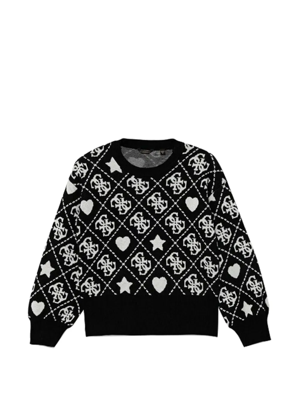 Джемпер с жаккардовым узором Guess Kids, черный