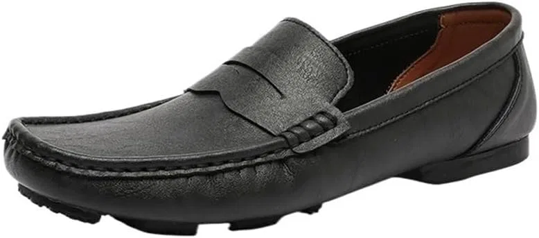 Лоферы мужские из искусственной кожи, квадратный носок, Black DHFIRUFSHLO