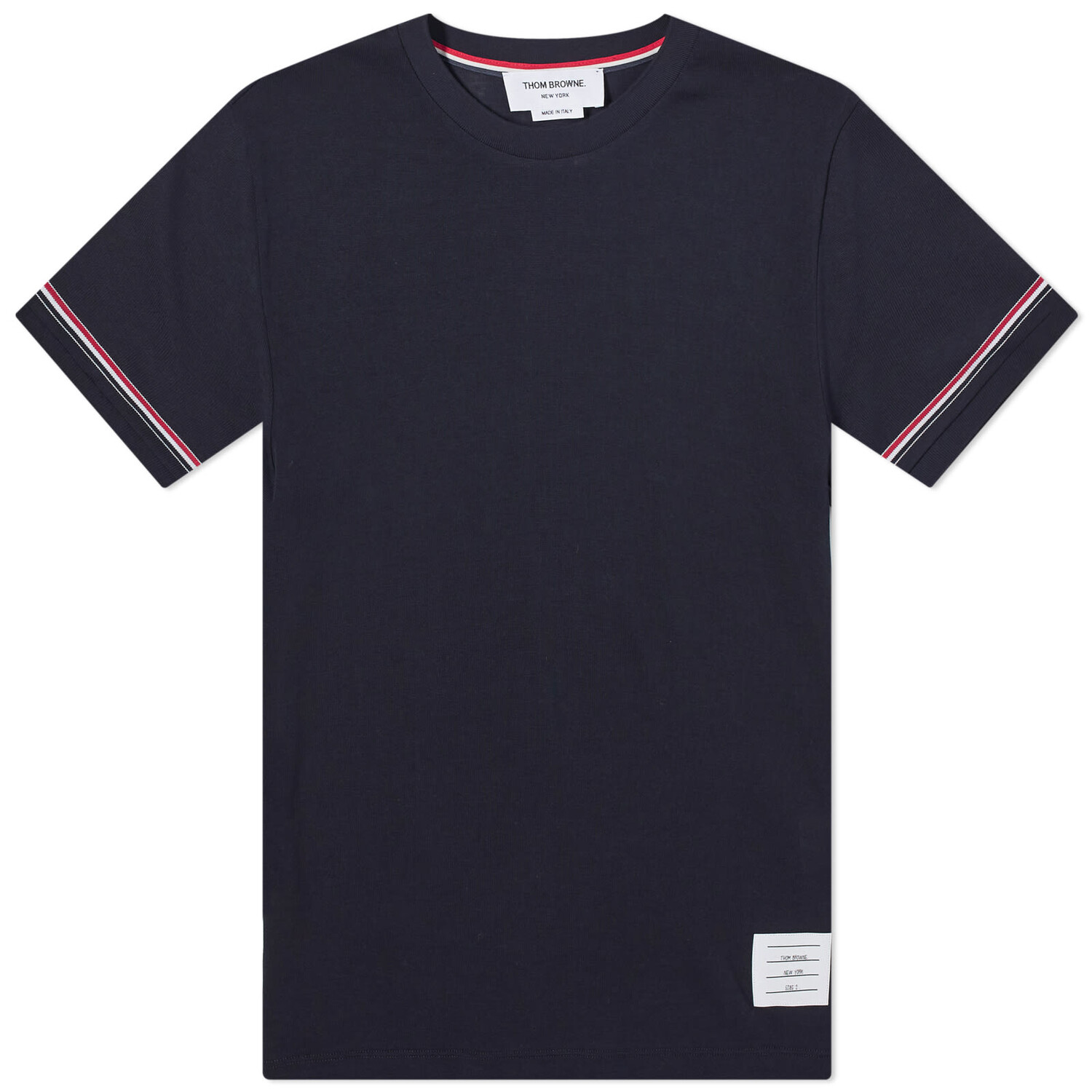 

Футболка Thom Browne Rib Cuff Trim T-Shirt, темно-синий