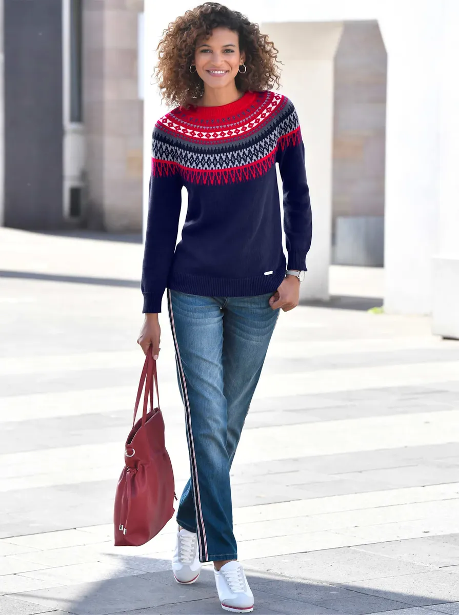 

Casual Looks Норвежский свитер "Пуловер", цвет Nachtblau-Kirsche-Gemustert