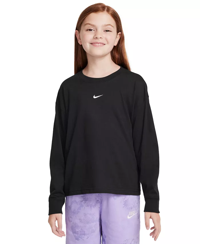 

Футболка с длинным рукавом Big Girls Sportswear Essential Nike, черный