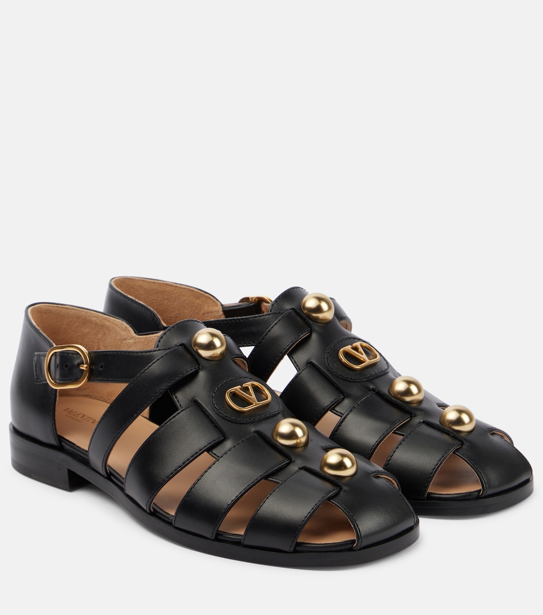 Сандалии рыбацкие кожаные VLogo Signature Valentino Garavani, Nero