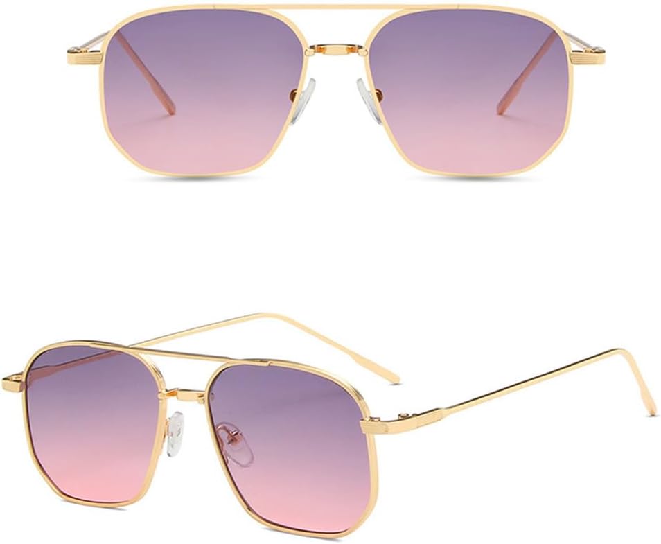 

Солнцезащитные очки для женщин 2026 года, многоугольная форма, металлическая оправа, винтажные ретро-солнцезащитные очки для женщин, золотисто-серо-розовые MTZJH, One Color