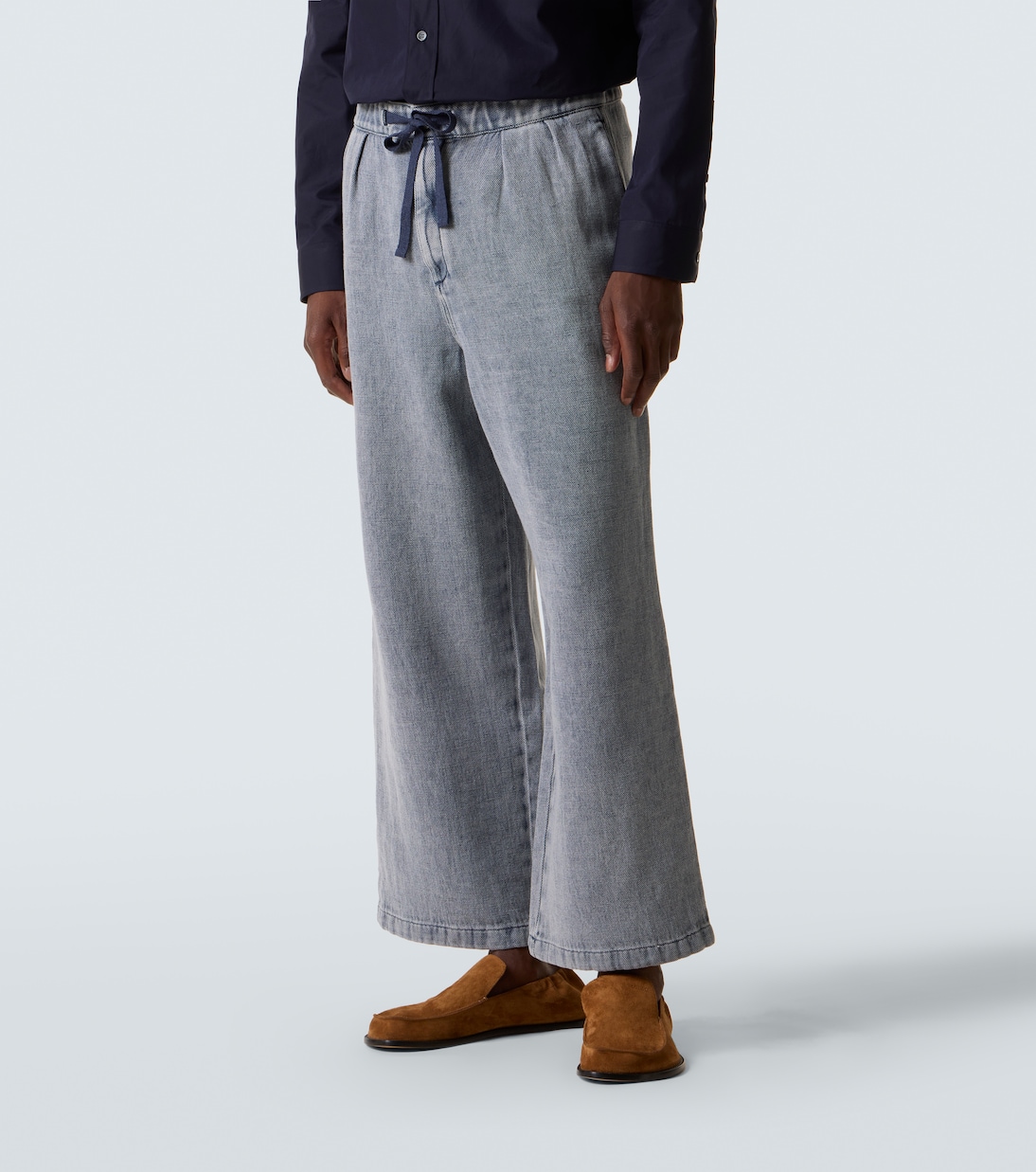 Джинсы со средней посадкой и широкими штанинами Loewe, Grey Blue — фото 3