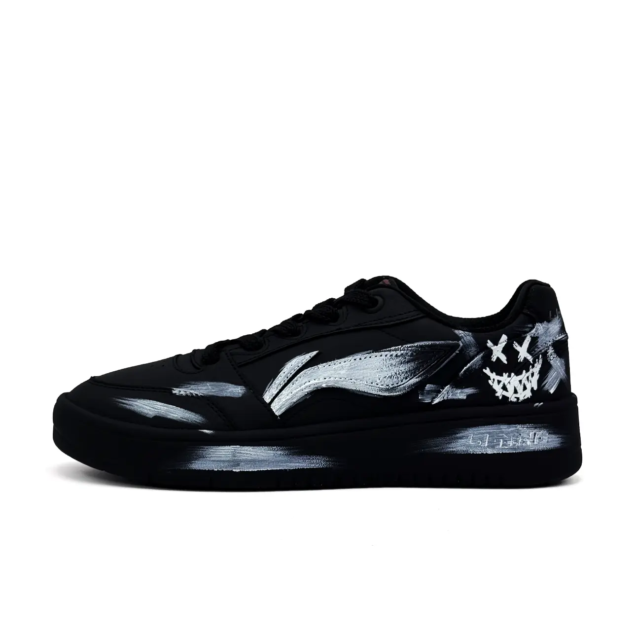 

Мужские водонепроницаемые, нескользящие низкие скейтбордные кроссовки Li Ning White Night Graffiti Smiley Face