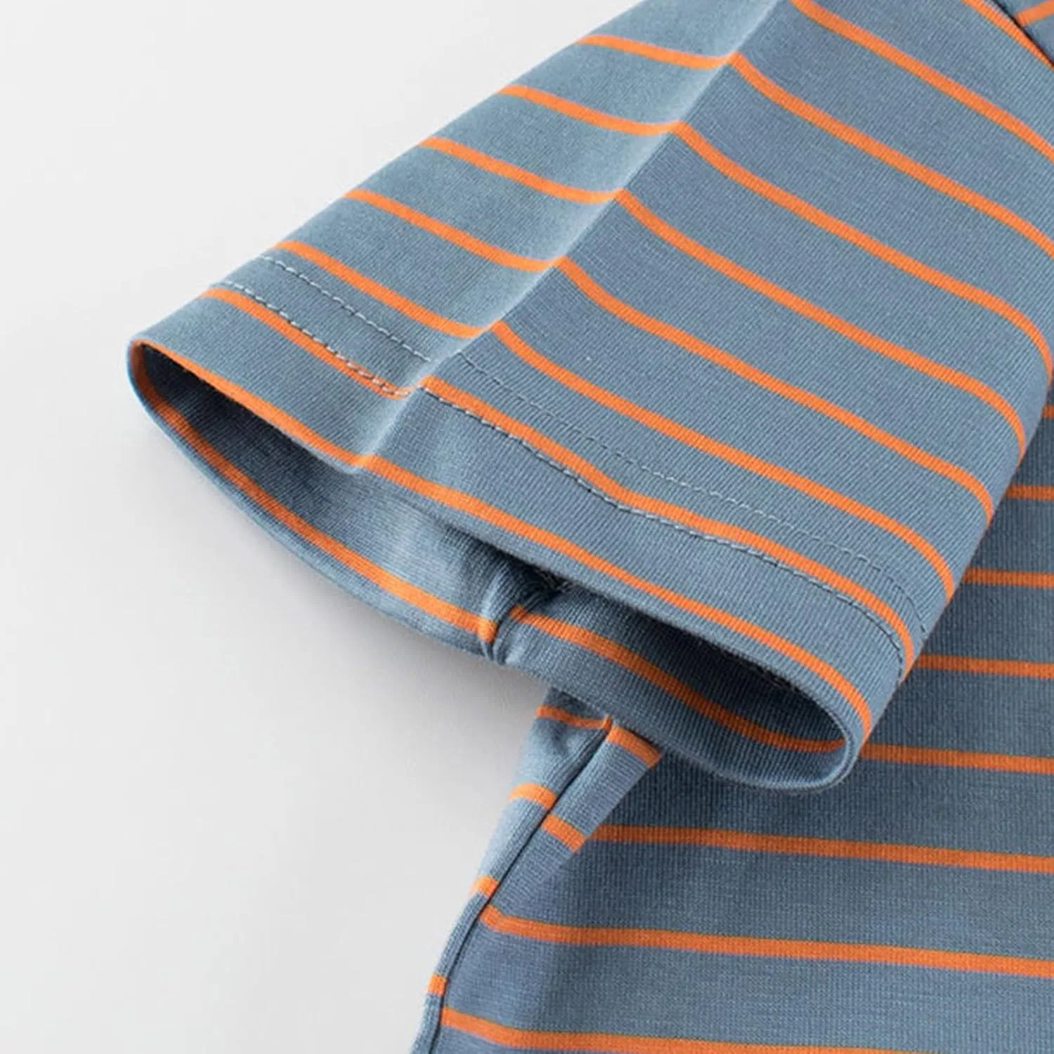 Футболка детская с коротким рукавом, хлопок, полосатая, Orange — фото 3