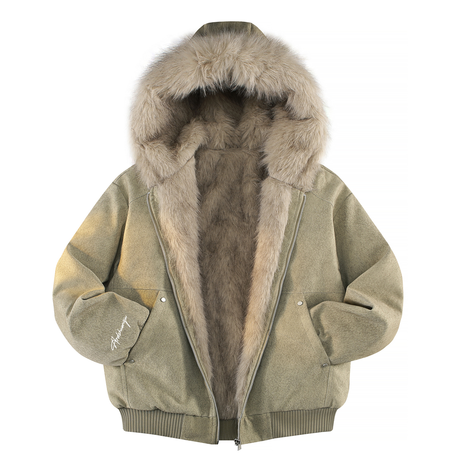 

Пуховик Unisex с капюшоном и флисовой подкладкой HUANQIU, светло-коричневый