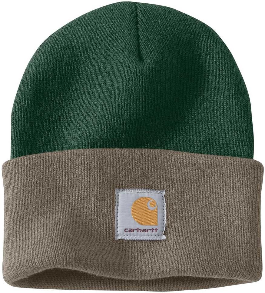 

Carhartt мужская вязаная шапка с манжетой, Dark Green/Driftwood
