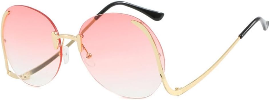 

Модные роскошные солнцезащитные очки без оправы круглой формы для женщин, большие солнцезащитные очки с градиентным переходом цвета для активного отдыха TKKTLLT, Pink3556