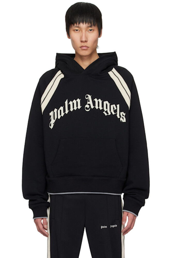 

Черная толстовка с изогнутым логотипом Palm Angels