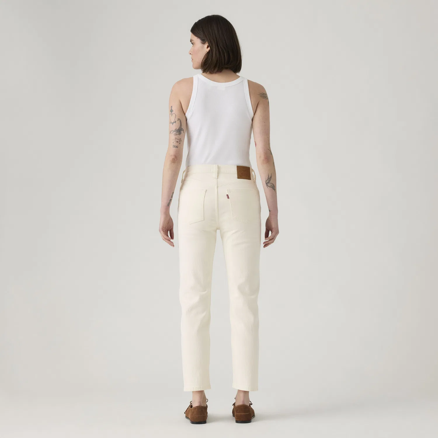Женские укороченные джинсы 501 Levi's, White — фото 3