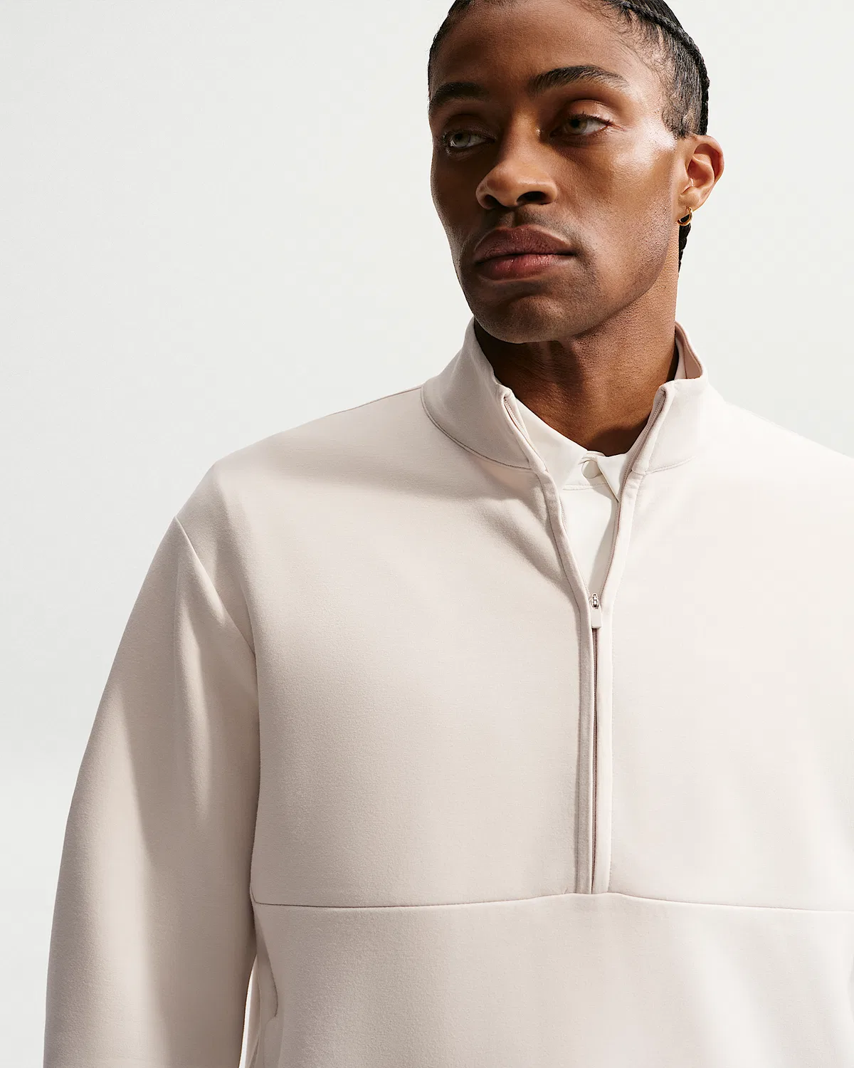 Мужская футболка с половинной молнией Nike 24.7 ImpossiblySoft Dri-FIT, Light Orewood Brown/Sail/Light Iron Ore — фото 3