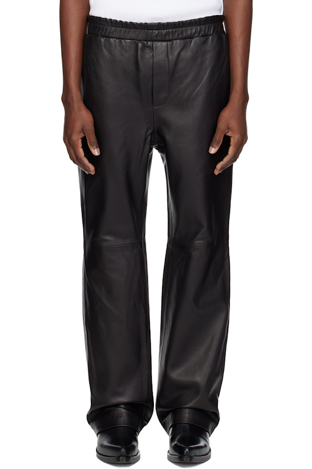 

Ernest W. Baker Черные кожаные брюки с эластичным поясом