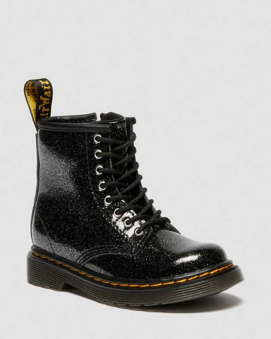 Детские лакированные ботинки TODDLER 1460 с блестками Dr Martens, черный