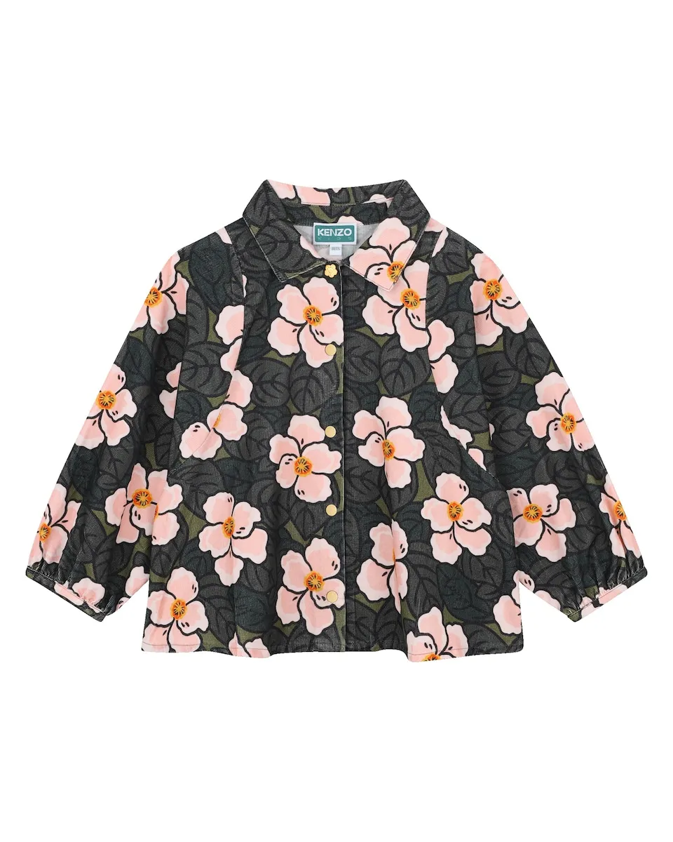 

Детская хлопковая рубашка с принтом Kenzo Kids, мультиколор