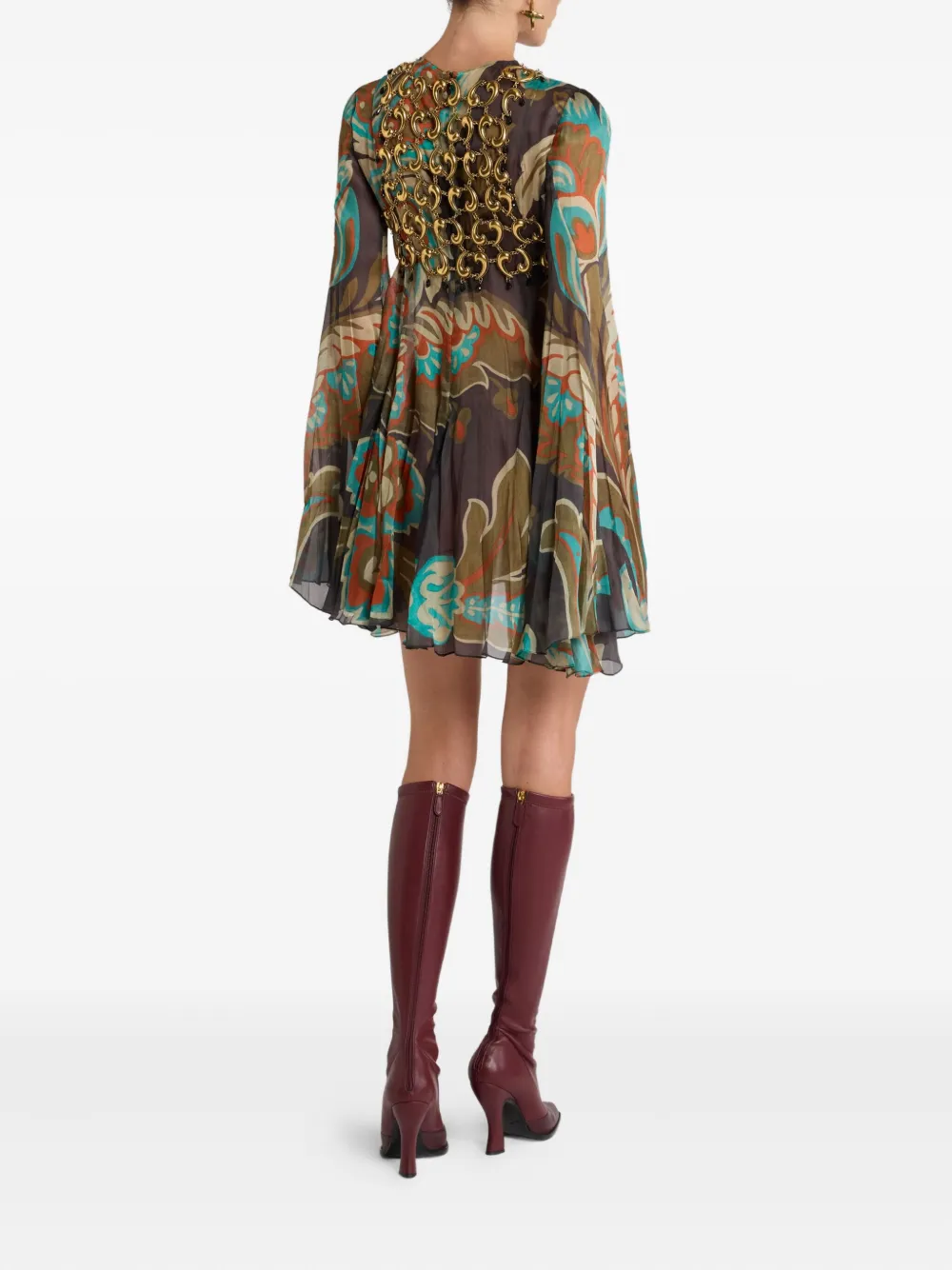 Укороченный топ с пейсли и цепочками Etro, нейтральный — фото 3
