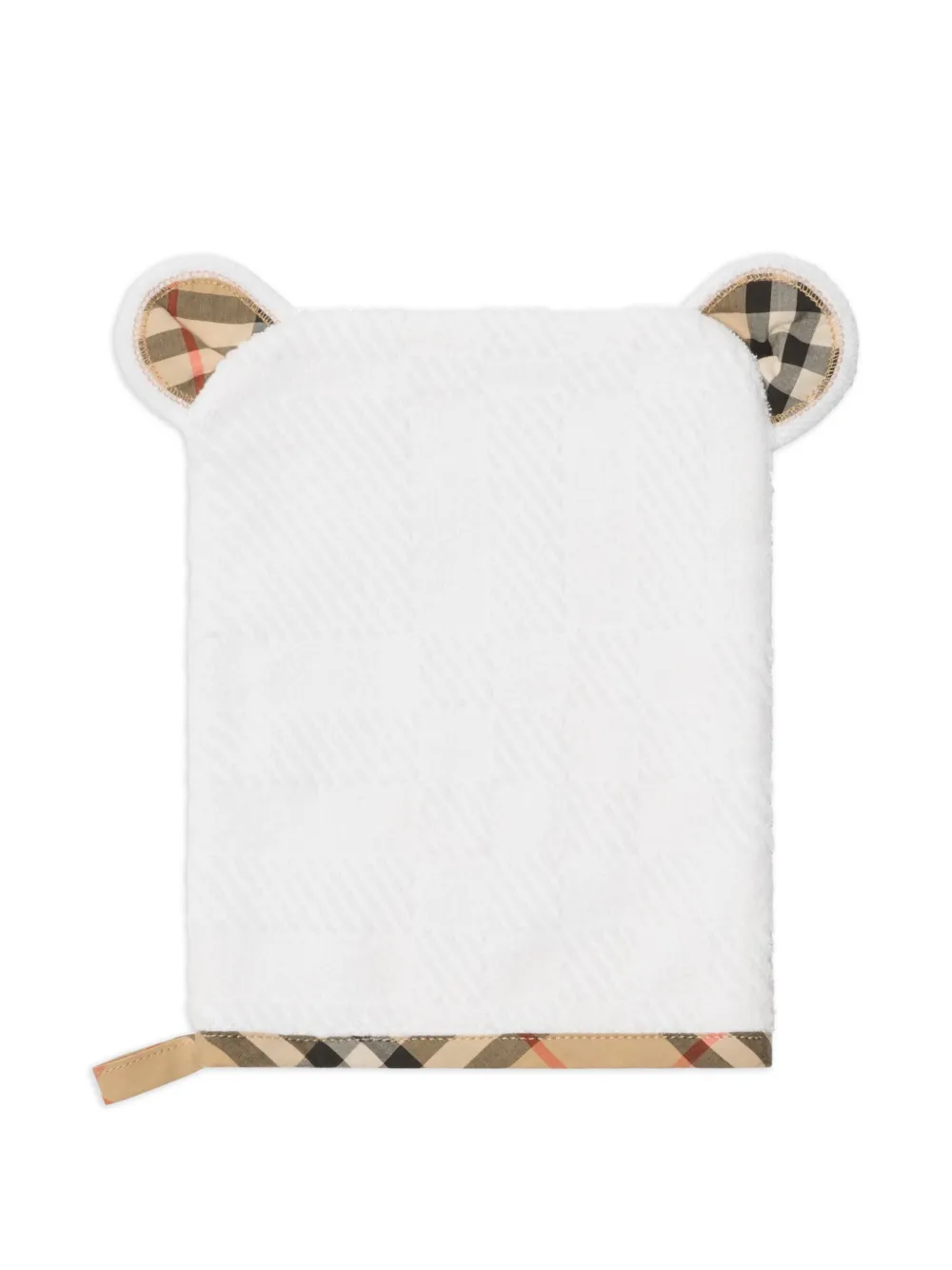 Варежка и полотенце с отделкой в клетку BURBERRY KIDS, белый — фото 2