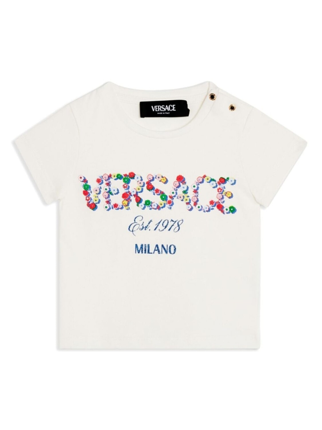 

Versace Kids футболка из хлопка с цветочным логотипом, белый