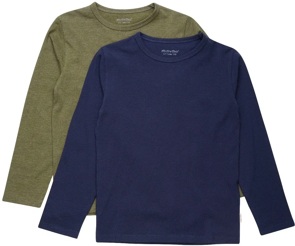 Лонгслив Basic 34-T-shirt LS (2-pack) Minymo, зеленый