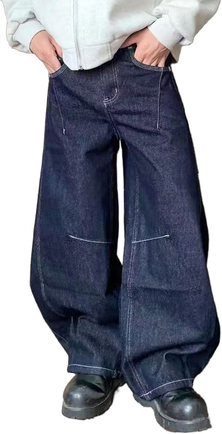 

Брюки-багги для мужчин и женщин с высокой талией и широкими штанинами Djeanxa