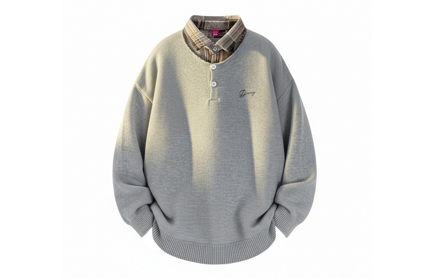 

Свитер унисекс с отворотом, умеренной расцветкой, двухкомпонентные Disney, sky серый