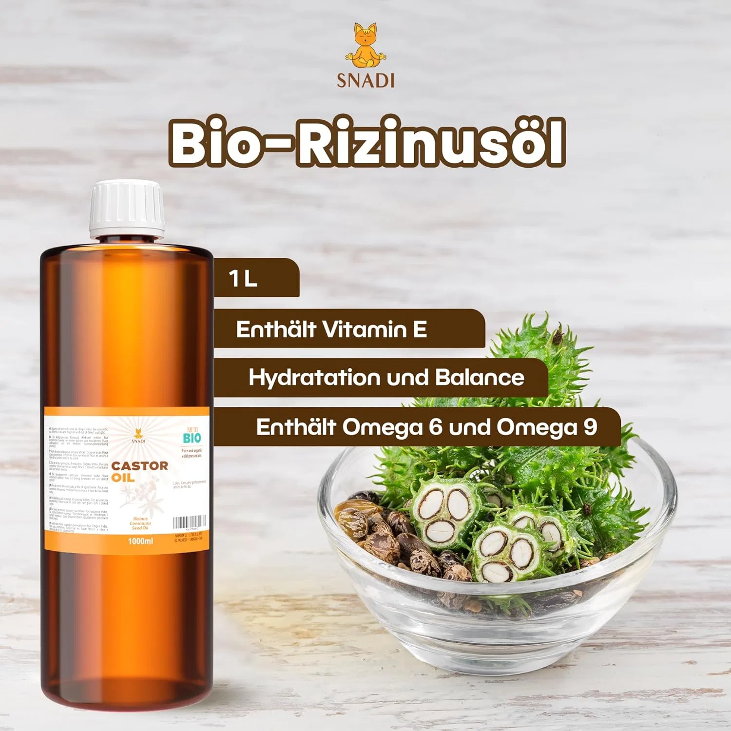 Органическое касторовое масло холодного отжима Pure Organic Snadi — фото 2